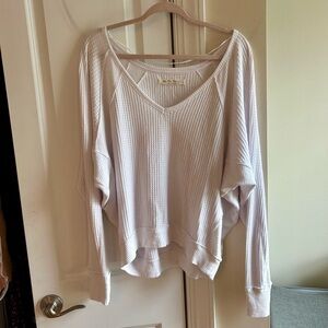 We The Free White Oversized VNeck Sweater